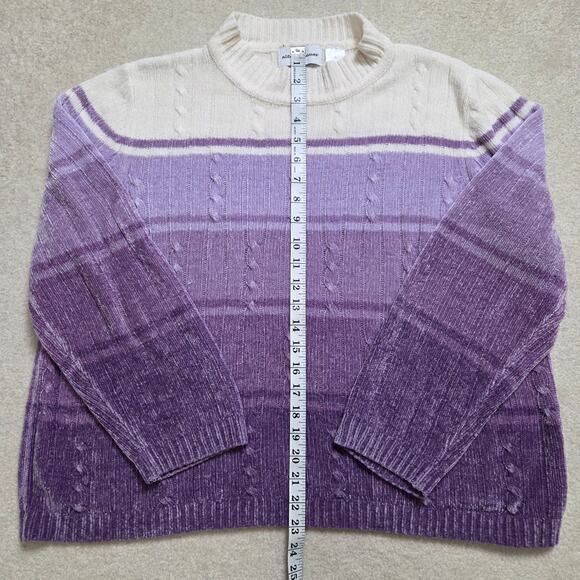 Alfred Dunner XL Mock Neck Purple Ombre Cable Knit Chenille Pullover Sweater - Picture 7 of 10